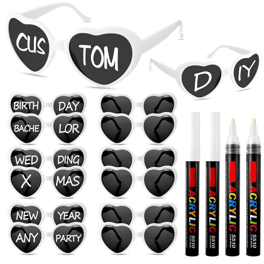 4741 12 Pcs Personalized Heart Shaped Sunglasses Bulk Custom Sunglasses